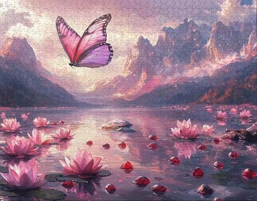 Puzzle 100 Teile Erwachsene Warmes Zuhause 28x40cm Puzzles für Erwachsene Lernspiel Herausforderungsspielzeug 100 Teilige Spiel Puzzlematte Tier, Schmetterling Puzzlematte, Geschenk V-7 von Hanjunng