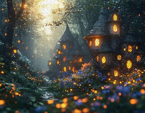Puzzle 100 Teile Erwachsene Warmes Zuhause 28x40cm für Erwachsene Lernspiel Herausforderungsspielzeug 100 Teilige Puzzle HäUser, Anlage Puzzlematte, Puzzlematte-Geschenk A-3 von Hanjunng