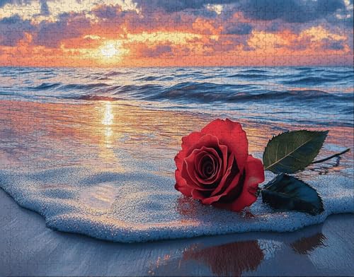 Puzzle 100 Teile Erwachsene Warmes Zuhause 28x40cm für Erwachsene Lernspiel Herausforderungsspielzeug 100 Teilige Puzzle Rot, Rose, Puzzlespiel-Geschenk Z-5 von Hanjunng