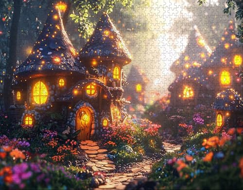 Puzzle 100 Teile Erwachsene Warmes Zuhause 28x40cm für Erwachsene Lernspiel Herausforderungsspielzeug 100 Teilige Puzzle Traum, HäUser Puzzlematte, Puzzlematte-Geschenk X-9 von Hanjunng