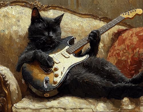 Puzzle 200 Teile, Puzzle Erwachsene, Schwarz Puzzlematte, Indoor-Puzzlematte-Kreativspiel zur Entspannung von Erwachsenen und Erziehung Katze, Geschenke auf der Ganzen Welt Q-4 von Hanjunng