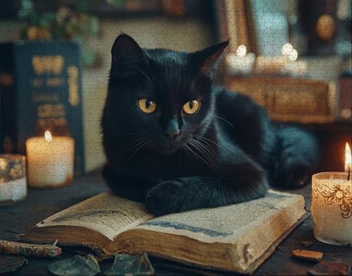 Puzzle 30 Teile, Puzzle Erwachsene, Katze Puzzlematte, Indoor-Puzzlematte-Kreativspiel zur Entspannung von Erwachsenen und Erziehung Schwarz, Geschenke auf der Ganzen Welt G-8 von Hanjunng