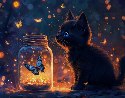 Puzzle 30 Teile, Puzzle Erwachsene, Katze Puzzlematte, Indoor-Puzzlematte-Kreativspiel zur Entspannung von Erwachsenen und Erziehung Schwarz, Geschenke auf der Ganzen Welt I-0 von Hanjunng