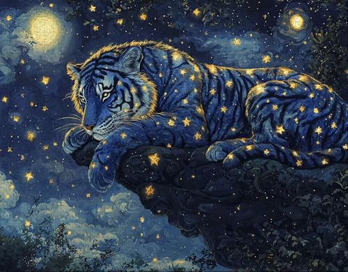 Puzzle 30 Teile, Puzzle Erwachsene, Mond Puzzlematte, Indoor-Puzzlematte-Kreativspiel zur Entspannung von Erwachsenen und Erziehung Tiger, Geschenke auf der Ganzen Welt A-4 von Hanjunng