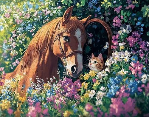 Puzzle 30 Teile, Puzzle Erwachsene, Pferd Puzzlematte, Indoor-Puzzlematte-Kreativspiel zur Entspannung von Erwachsenen und Erziehung Katze, Geschenke auf der Ganzen Welt R-7 von Hanjunng