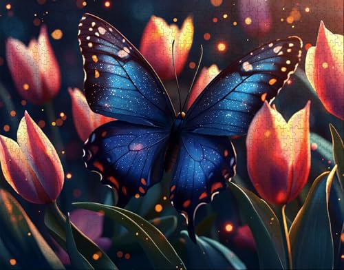 Puzzle 30 Teile, Puzzle Erwachsene, Schmetterling Puzzlematte, Indoor-Puzzlematte-Kreativspiel zur Entspannung von Erwachsenen und Erziehung Blume, Geschenke auf Ganzen P-6 von Hanjunng