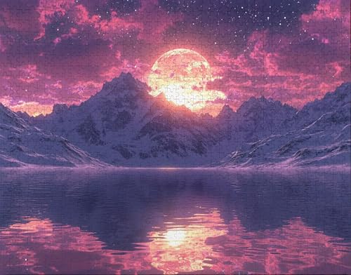 Puzzle 30 Teile, Puzzle Erwachsene, See Puzzlematte, Indoor-Puzzlematte-Kreativspiel zur Entspannung von Erwachsenen und Erziehung Mond, Geschenke auf der Ganzen Welt J-6 von Hanjunng