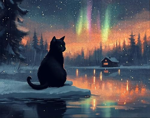 Puzzle 300 Teile Erwachsene Warmes Zuhause 38x26cm Puzzles für Erwachsene Lernspiel Herausforderungsspielzeug 300 Teilige Spiel Puzzlematte Aurora, Katze Puzzlematte, Geschenk H-5 von Hanjunng