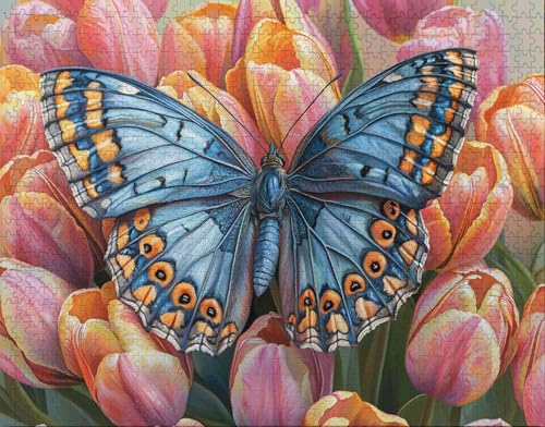 Puzzle 300 Teile Erwachsene Warmes Zuhause 38x26cm Puzzles für Erwachsene Lernspiel Herausforderungsspielzeug 300 Teilige Spiel Puzzlematte Blume, Schmetterling Puzzlematte, Gift T-6 von Hanjunng