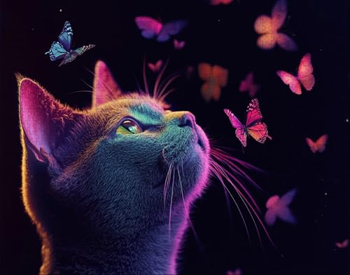 Puzzle 300 Teile Erwachsene Warmes Zuhause 38x26cm Puzzles für Erwachsene Lernspiel Herausforderungsspielzeug 300 Teilige Spiel Puzzlematte Katze, Schmetterling Puzzlematte, Gift M-6 von Hanjunng