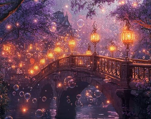 Puzzle 300 Teile Erwachsene Warmes Zuhause 38x26cm Puzzles für Erwachsene Lernspiel Herausforderungsspielzeug 300 Teilige Spiel Puzzlematte KirschblüTen, BrüCke Puzzlematte, Gift P-5 von Hanjunng
