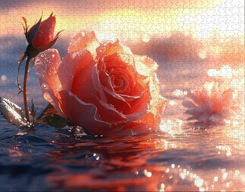 Puzzle 300 Teile Erwachsene Warmes Zuhause 38x26cm Puzzles für Erwachsene Lernspiel Herausforderungsspielzeug 300 Teilige Spiel Puzzlematte Rot, Rose Puzzlematte, Geschenke Q-8 von Hanjunng