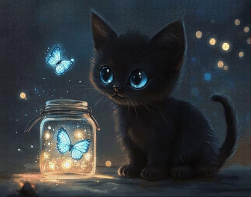 Puzzle 300 Teile Erwachsene Warmes Zuhause 38x26cm Puzzles für Erwachsene Lernspiel Herausforderungsspielzeug 300 Teilige Spiel Puzzlematte Tier, Schwarz Puzzlematte, Geschenk P-7 von Hanjunng