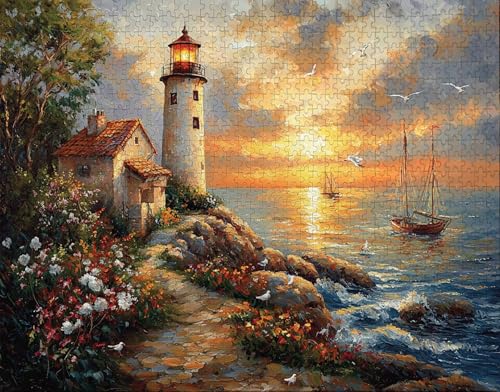Puzzle 300 Teile Erwachsene Zuhause 38x26cm Puzzles für Erwachsene Lernspiel Herausforderungsspielzeug 300 Teilige Puzzlematte Leuchtturm, Sonnenaufgang Puzzlematte, Gift C-6 Puzzle 300 Teile Erwachsene Zuhause 38x26cm Puzzles für Erwachsene Lernspiel Herausforderungsspielzeug 300 Teilige Puzzlematte Leuchtturm, Sonnenaufgang Puzzlematte, Gift C-6 von Hanjunng