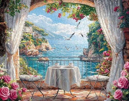 Puzzle 36 Teile Erwachsene Warmes Zuhause 30x20cm Puzzles für Erwachsene Lernspiel Herausforderungsspielzeug 36Teilige Spiel Puzzlematte Balkon, MöWe Puzzlematte, Geschenke S-1 von Hanjunng