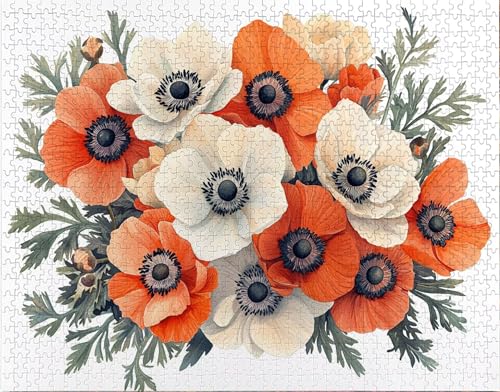Puzzle 36 Teile Erwachsene Warmes Zuhause 30x20cm Puzzles für Erwachsene Lernspiel Herausforderungsspielzeug 36Teilige Spiel Puzzlematte Blume, Farbe Puzzlematte, Geschenke G-8 von Hanjunng