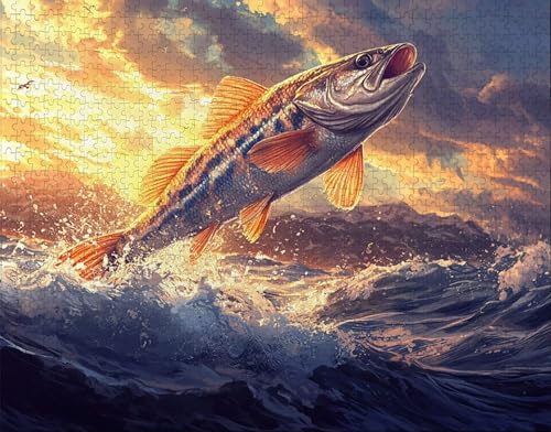 Puzzle 36 Teile Erwachsene Warmes Zuhause 30x20cm Puzzles für Erwachsene Lernspiel Herausforderungsspielzeug 36Teilige Spiel Puzzlematte DäMmerung, Fisch Puzzlematte, Geschenk Z-3 von Hanjunng