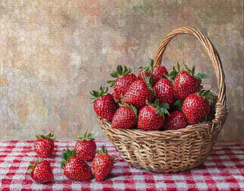 Puzzle 36 Teile Erwachsene Warmes Zuhause 30x20cm Puzzles für Erwachsene Lernspiel Herausforderungsspielzeug 36Teilige Spiel Puzzlematte Erdbeere, Korb Puzzlematte, Geschenke I-3 von Hanjunng