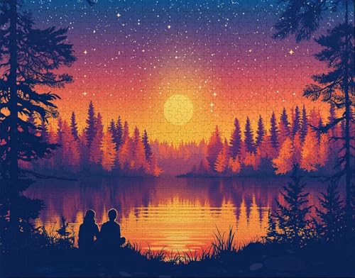 Puzzle 36 Teile Erwachsene Warmes Zuhause 30x20cm Puzzles für Erwachsene Lernspiel Herausforderungsspielzeug 36Teilige Spiel Puzzlematte Paar, See Puzzlematte, Geschenk der Welt I-9 von Hanjunng