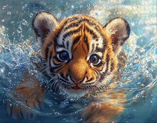 Puzzle 36 Teile Erwachsene Warmes Zuhause 30x20cm Puzzles für Erwachsene Lernspiel Herausforderungsspielzeug 36Teilige Spiel Puzzlematte Tiger, Tier Puzzlematte, Geschenke F-2 von Hanjunng