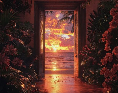Puzzle 36 Teile Erwachsene Warmes Zuhause 30x20cm Puzzles für Erwachsene Lernspiel Herausforderungsspielzeug 36Teilige Spiel Puzzlematte TüR, DäMmerung Puzzlematte, Geschenke V-2 von Hanjunng
