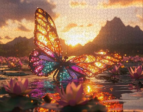 Puzzle 500 Teile, Puzzle Erwachsene, DäMmerung Puzzlematte, Indoor-Puzzlematte-Kreativspiel zur Entspannung von Erwachsenen und Erziehung Blume, Geschenke auf der Ganzen Welt B-0 von Hanjunng