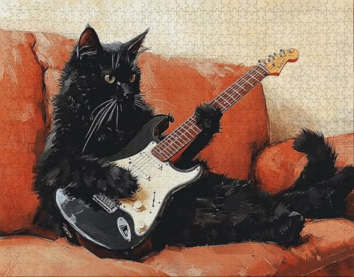 Puzzle 500 Teile, Puzzle Erwachsene, Gitarre Puzzlematte, Indoor-Puzzlematte-Kreativspiel zur Entspannung von Erwachsenen und Erziehung Tier, Geschenke auf der Ganzen Welt R-4 von Hanjunng