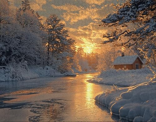 Puzzle 500 Teile, Puzzle Erwachsene, Wald Puzzlematte, Indoor-Puzzlematte-Kreativspiel zur Entspannung von Erwachsenen und Erziehung DäMmerung, Geschenke auf der Ganzen Welt I-9 von Hanjunng