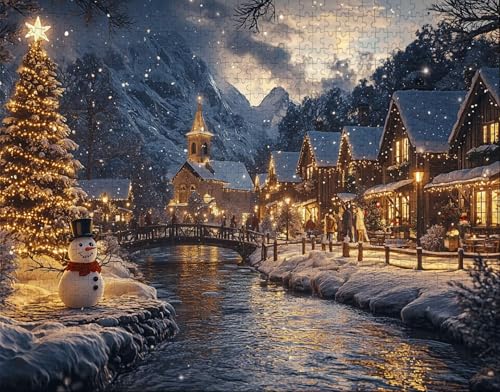 Puzzle 500 Teile, Puzzle Erwachsene, Weiß Puzzlematte, Indoor-Puzzlematte-Kreativspiel zur Entspannung von Erwachsenen und Erziehung Schneemann, Geschenke auf der Ganzen Welt Y-3 von Hanjunng