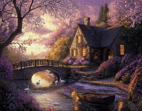 Puzzle 60 Teile Erwachsene Warmes Zuhause 40x28cm Puzzles für Erwachsene Lernspiel Herausforderungsspielzeug 60 Teilige Spiel Puzzlematte Anlage, BrüCke Puzzlematte, Geschenk Z-6 von Hanjunng