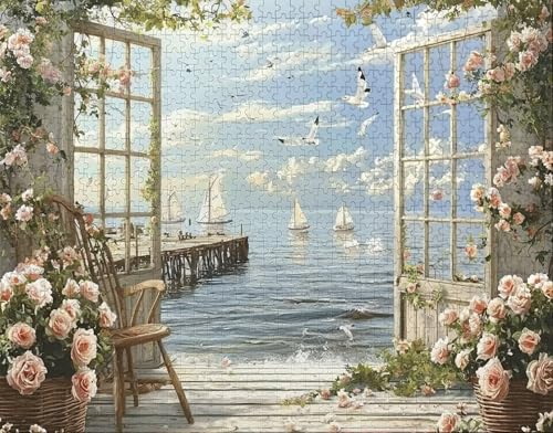 Puzzle 60 Teile Erwachsene Warmes Zuhause 40x28cm Puzzles für Erwachsene Lernspiel Herausforderungsspielzeug 60 Teilige Spiel Puzzlematte Blume, Anlage Puzzlematte, Geschenk H-0 von Hanjunng