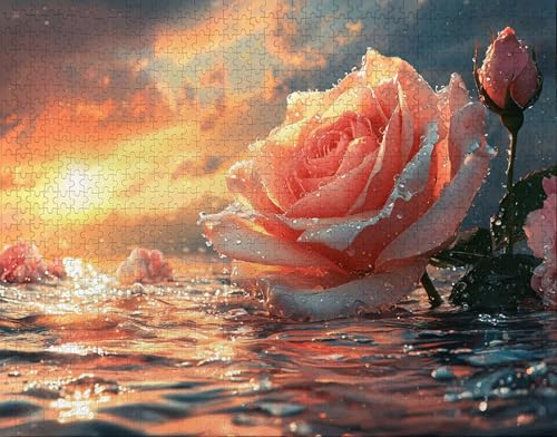 Puzzle 60 Teile Erwachsene Warmes Zuhause 40x28cm Puzzles für Erwachsene Lernspiel Herausforderungsspielzeug 60 Teilige Spiel Puzzlematte Rose, Sonnenaufgang Puzzlematte, Geschenk C-7 von Hanjunng