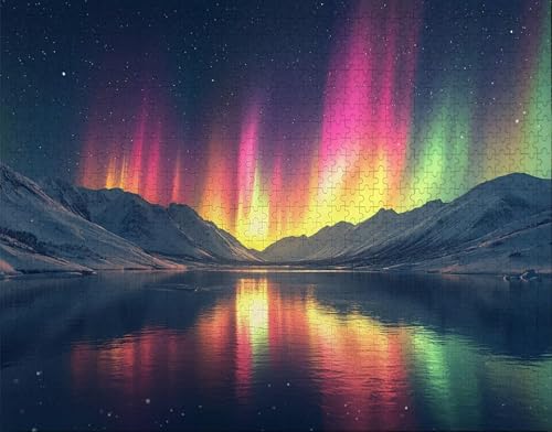 Puzzle 60 Teile Erwachsene Warmes Zuhause 40x28cm Puzzles für Erwachsene Lernspiel Herausforderungsspielzeug 60 Teilige Spiel Puzzlematte Schlucht, Aurora Puzzlematte, Geschenk X-5 von Hanjunng