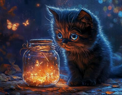 Puzzle 60 Teile Erwachsene Warmes Zuhause 40x28cm Puzzles für Erwachsene Lernspiel Herausforderungsspielzeug 60 Teilige Spiel Puzzlematte Schwarz, Schmetterling Puzzlematte, Gift C-9 von Hanjunng