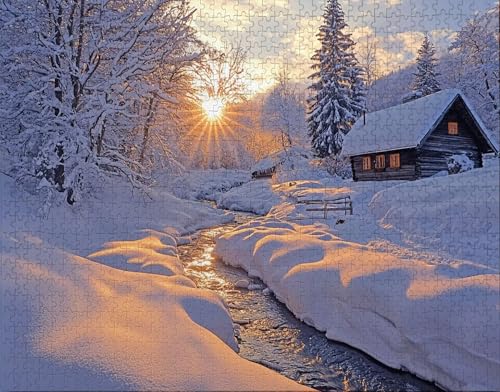 Puzzle 60 Teile Erwachsene Warmes Zuhause 40x28cm Puzzles für Erwachsene Lernspiel Herausforderungsspielzeug 60 Teilige Spiel Puzzlematte Weiß, HäUser Puzzlematte, Geschenke M-5 von Hanjunng