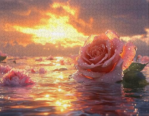 Puzzle 70 Teile, Puzzle Erwachsene, Sonnenaufgang Puzzlematte, Indoor-Puzzlematte-Kreativspiel zur Entspannung von Erwachsenen und Erziehung Blume, Geschenke auf Ganzen K-1 von Hanjunng