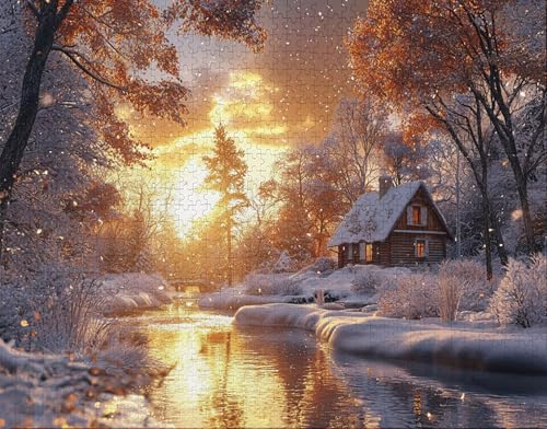 Puzzle 70 Teile, Puzzle Erwachsene, Sonnenaufgang Puzzlematte, Indoor-Puzzlematte-Kreativspiel zur Entspannung von Erwachsenen und Erziehung HäUser, Geschenke auf Ganzen N-3 von Hanjunng