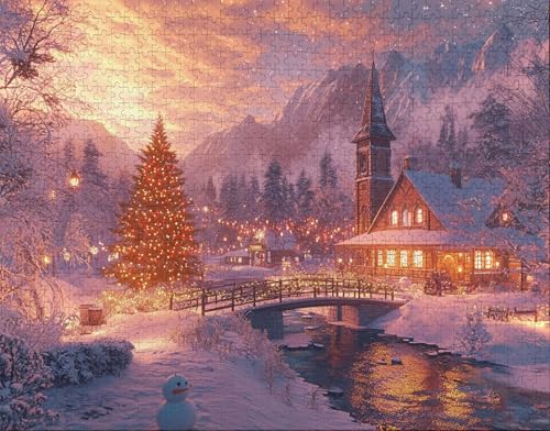 Puzzle 70 Teile, Puzzle Erwachsene, Weihnachtsbaum Puzzlematte, Indoor-Puzzlematte-Kreativspiel zur Entspannung von Erwachsenen und Erziehung BrüCke, Geschenke auf Ganzen D-9 von Hanjunng