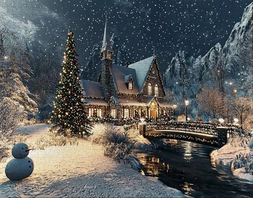 Puzzle 70 Teile, Puzzle Erwachsene, Weiß Puzzlematte, Indoor-Puzzlematte-Kreativspiel zur Entspannung von Erwachsenen und Erziehung Schnee, Geschenke auf der Ganzen Welt T-2 von Hanjunng