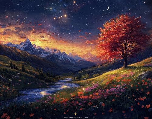 Puzzle 80 Teile Erwachsene Warmes Zuhause 15x10cm Puzzles für Erwachsene Lernspiel Herausforderungsspielzeug 80 Teilige Spiel Puzzlematte Baum, Sternenhimmel Puzzlematte, Geschenk C-9 von Hanjunng