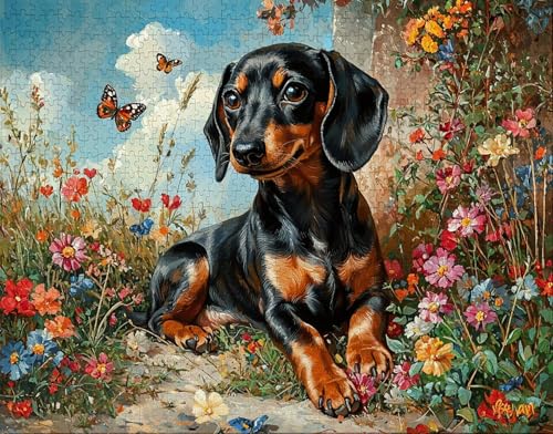 Puzzle 80 Teile Erwachsene Warmes Zuhause 15x10cm Puzzles für Erwachsene Lernspiel Herausforderungsspielzeug 80 Teilige Spiel Puzzlematte Hund, Schmetterling Puzzlematte, Geschenk R-5 von Hanjunng