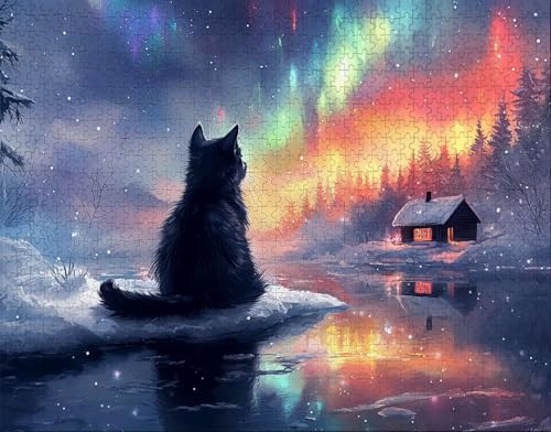 Puzzle 80 Teile Erwachsene Warmes Zuhause 15x10cm Puzzles für Erwachsene Lernspiel Herausforderungsspielzeug 80 Teilige Spiel Puzzlematte Katze, Aurora Puzzlematte, Geschenk Z-2 von Hanjunng