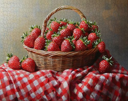 Puzzle 80 Teile Erwachsene Warmes Zuhause 15x10cm Puzzles für Erwachsene Lernspiel Herausforderungsspielzeug 80 Teilige Spiel Puzzlematte Korb, Erdbeere Puzzlematte, Geschenk Y-6 von Hanjunng