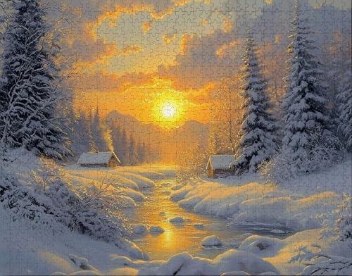 Puzzle 80 Teile Erwachsene Warmes Zuhause 15x10cm Puzzles für Erwachsene Lernspiel Herausforderungsspielzeug 80 Teilige Spiel Puzzlematte Sonnenaufgang, Wald Puzzlematte, Geschenk C-9 von Hanjunng