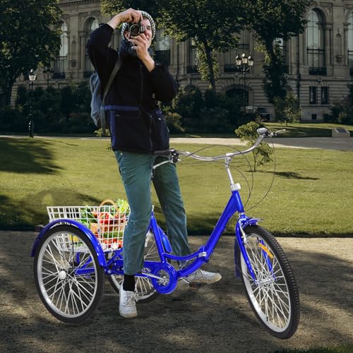 24in Dreirad für Erwachsene, Tricycle mit Korb|Bell,Einstellbares 3-Rad Fahrrad,7-Gänge Dreirad mit Rückenlehne Sitzkissen,120kg Senior Fahrrad mit 3-Rädern für Outdoor Shopping 24in Dreirad für Erwachsene, Tricycle mit Korb|Bell,Einstellbares 3-Rad Fahrrad,7-Gänge Dreirad mit Rückenlehne Sitzkissen,120kg Senior Fahrrad mit 3-Rädern für Outdoor Shopping von Hanmorfarbi