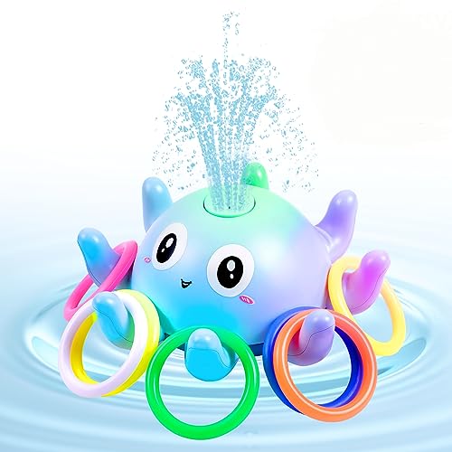 Hanmulee Badewannenspielzeug mit Licht und Spray, Oktopus Schwimmende Baby Wasserspielzeug ab 1 Jahr, Badewanne Spielzeug Kinder Badewannenspielzeug ab 2 3 4 Jahr Hanmulee Badewannenspielzeug mit Licht und Spray, Oktopus Schwimmende Baby Wasserspielzeug ab 1 Jahr, Badewanne Spielzeug Kinder Badewannenspielzeug ab 2 3 4 Jahr von Hanmulee