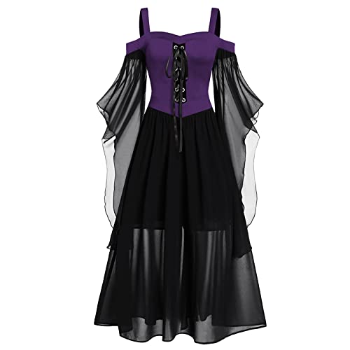 Gothic Kleid Damen Lang Business Abendkleid Cosplay Kostüm Halloween Gothic Retro Kleid Renaissance Kostüm Karneval Fasching Halloween Halloween Kostüm Kleid von Hanraz