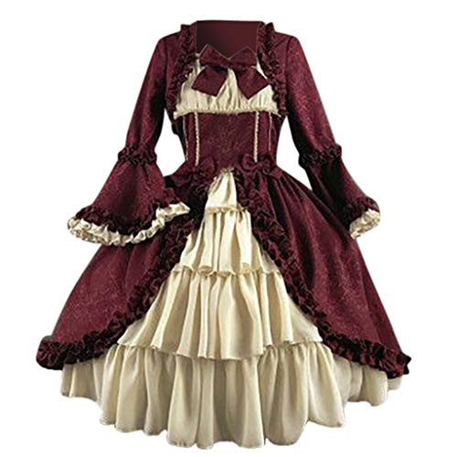 Halloween Kleid Damen Cocktail Cosplay Kleid Minikleid Festlich Cosplay Kostüm Königin Kleider Renaissance Halloween Kostüm Kleid Patchwork Prinzessin Kleid von Hanraz