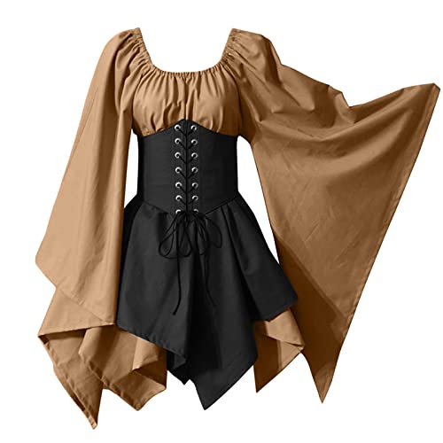 kleidung damen, Mittelalter Kleidung Damen Vintage Korsett Maxikleid Sommerkleid Gothic Cosplay Corsagenkleid Rockabilly 19 Jahrhundert Partykleid Für Halloween Karneval kleidung damen, Mittelalter Kleidung Damen Vintage Korsett Maxikleid Sommerkleid Gothic Cosplay Corsagenkleid Rockabilly 19 Jahrhundert Partykleid Für Halloween Karneval von Hanraz