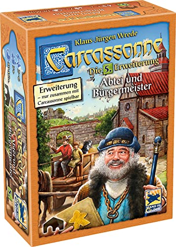 Hans im Glück, Carcassonne – Abtei und Bürgermeister, 5. Erweiterung, Familienspiel, Brettspiel, 2-6 Spieler, Ab 7+ Jahren, 40+ Minuten, Deutsch von Hans im Glück